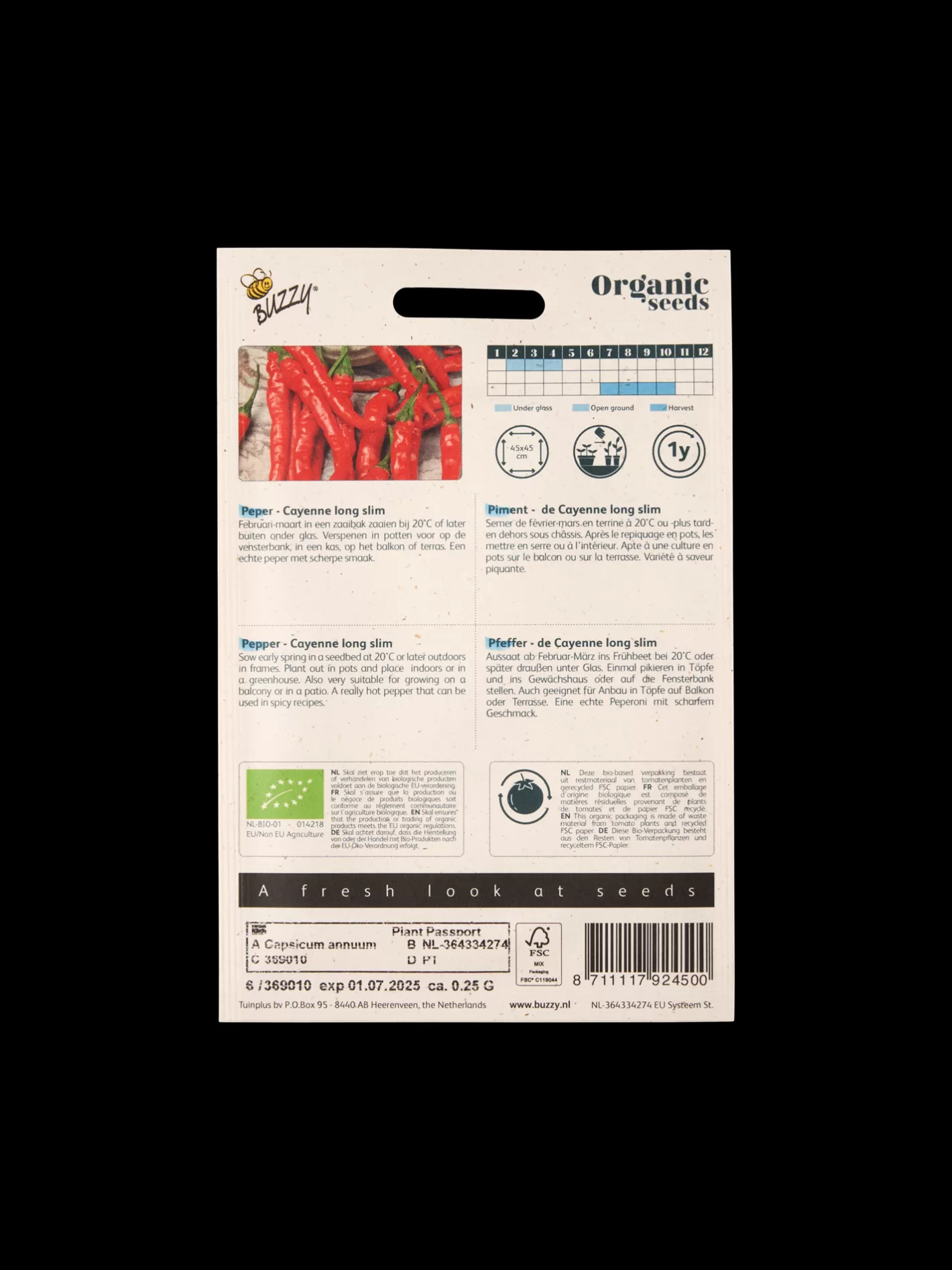 Best Sale Buzzy® økologiske Chilipeberfrø Cayenne Long Slim Have