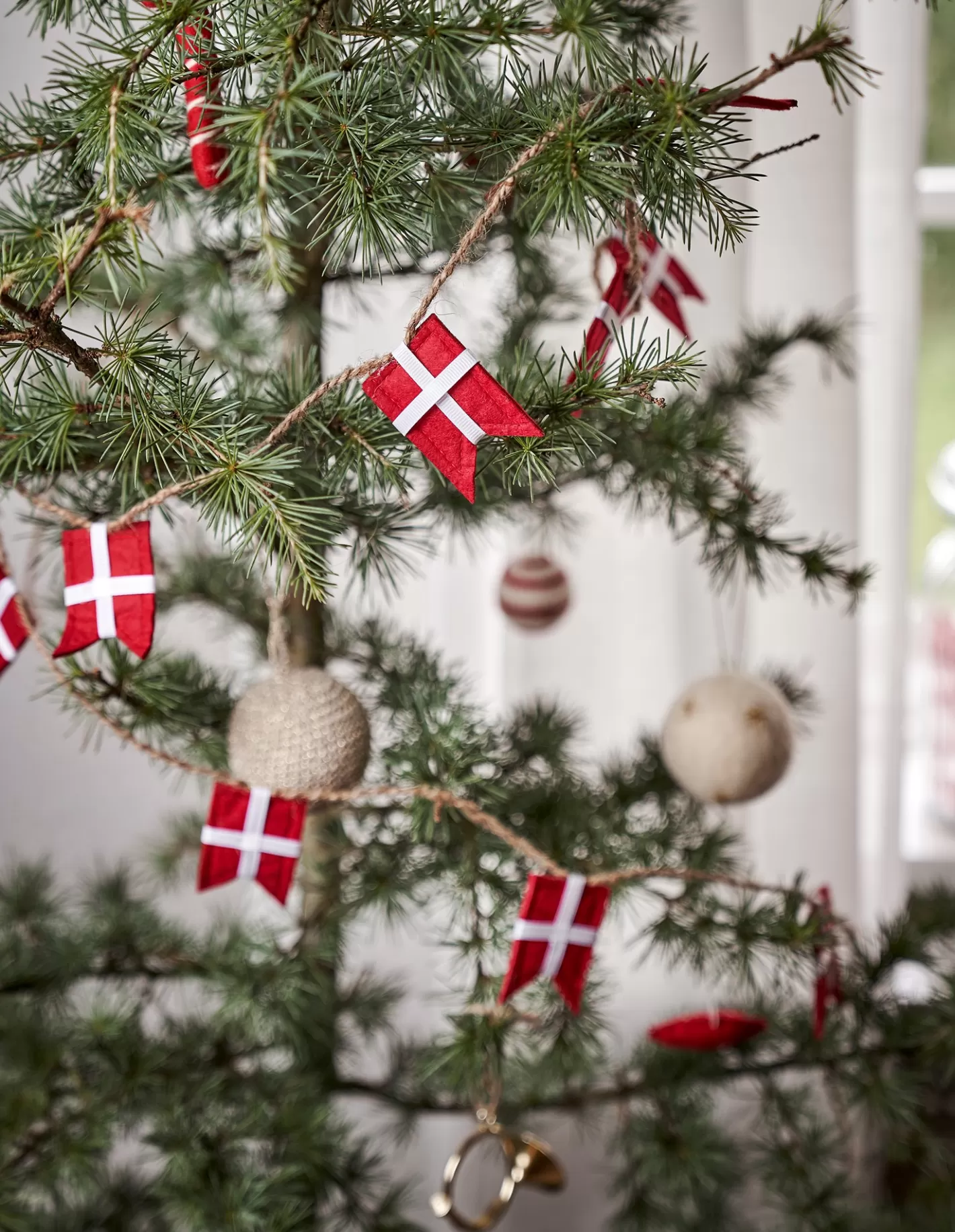 Store Flagranke Med Dannebrogsflag Festpynt