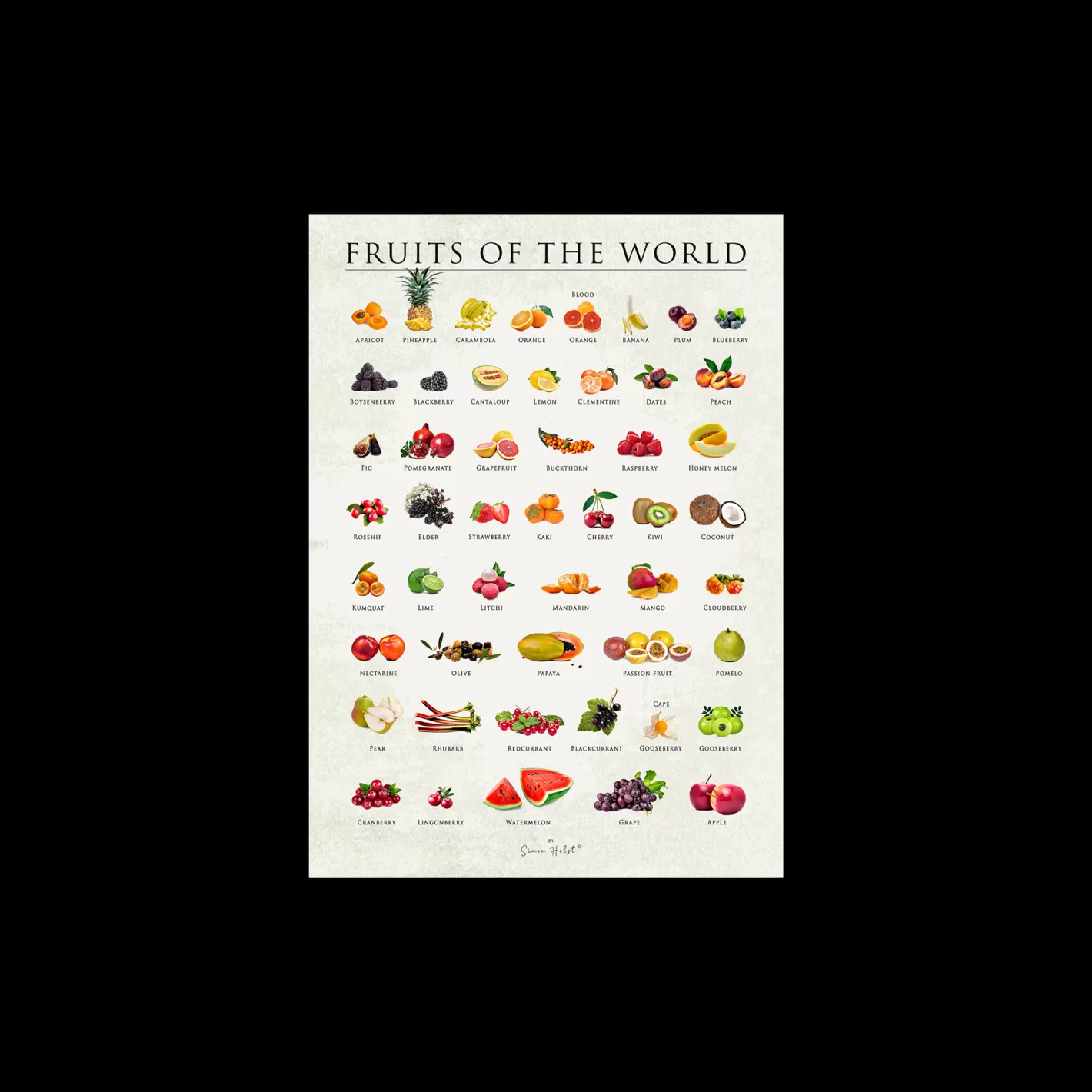 Store Plakat Fruits Of The World 50 X 70 Rammer Og Plakater